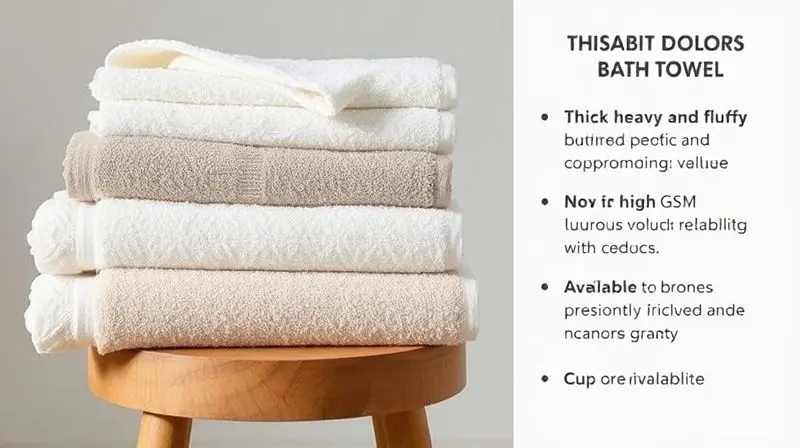 A beautifully organized stack of thick, heavy, and fluffy bath towels in various neutral colors like beige, grey, and white, 