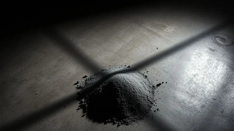 Pilha do veneno ilegal 'chumbinho' sob uma luz forte que projeta uma sombra em formato de 'X', simbolizando seu perigo e ilegalidade.