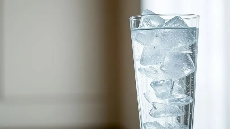 Um copo alto e refrescante de água mineral, simbolizando a principal mensagem do artigo sobre a importância da hidratação.