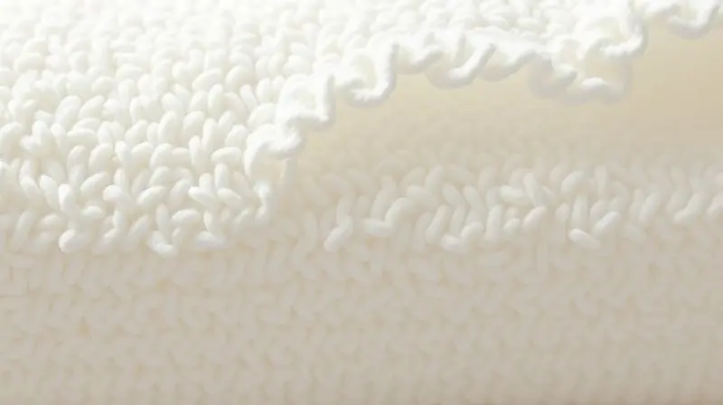 Foto macro de uma toalha de rosto branca, felpuda e espessa, destacando a textura densa e macia do tecido de alta gramatura.