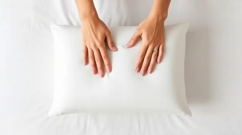 Pessoa colocando uma fronha limpa em um travesseiro cervical, ilustrando as dicas de cuidado e manutenção do produto para maior durabilidade.