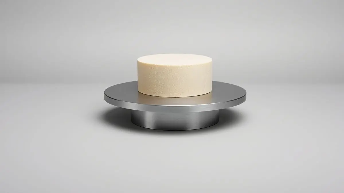 Uma bailarina para bolo profissional de alumínio, sem marca, em um fundo de estúdio claro, demonstrando sua estabilidade e design para confeitaria.