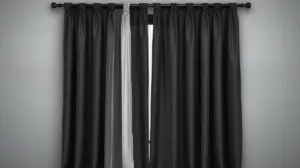 Fotografia profissional de uma elegante cortina blackout de tecido cinza com voil, representando os melhores modelos para comprar.