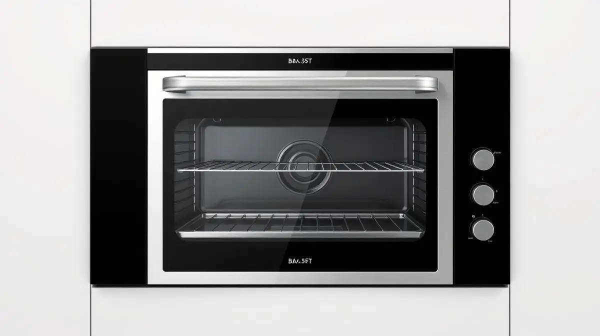 Fotografia profissional de um forno de convecção de embutir, moderno e elegante, representando os melhores modelos do mercado.