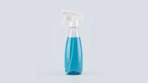 Fotografia profissional de um frasco de limpa vidros moderno, representando os melhores produtos para limpeza de vidros e superfícies espelhadas.