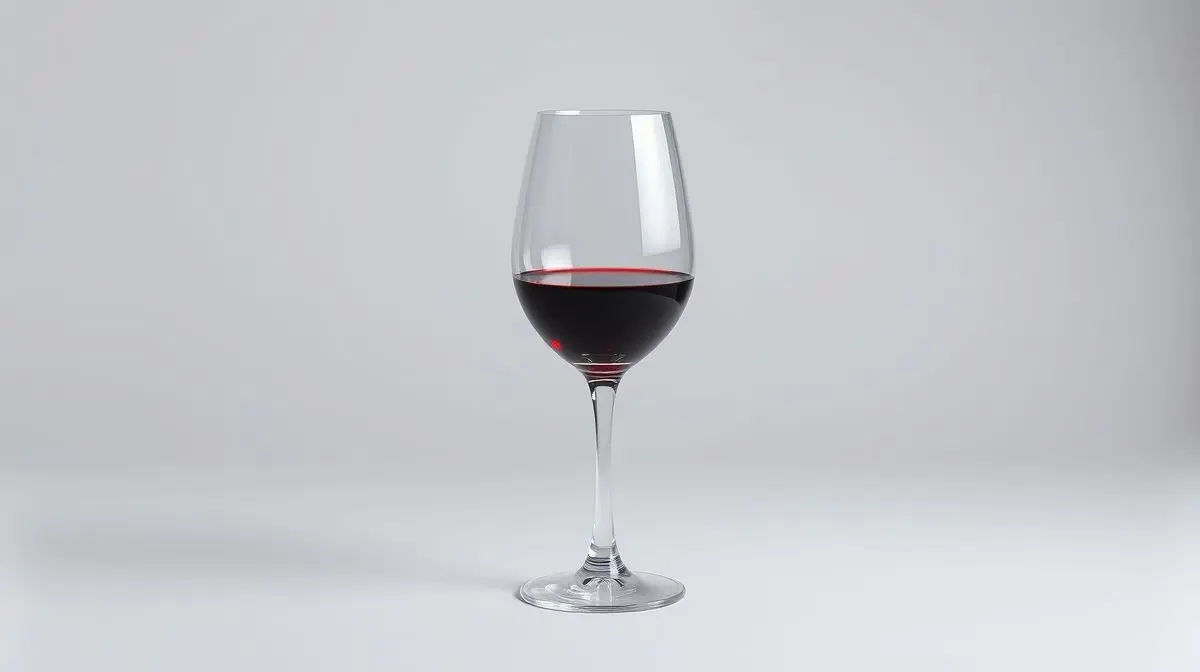 Fotografia profissional de uma taça de vinho de cristal elegante, representando os melhores modelos de taças para comprar e degustar vinhos.