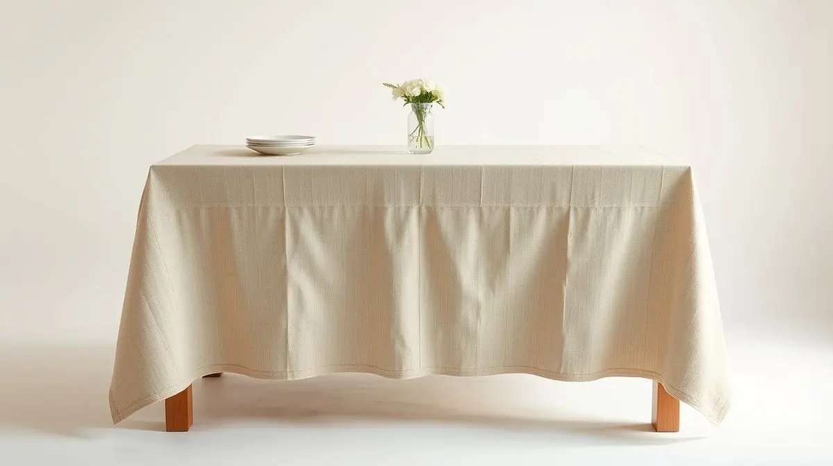 Toalha de mesa retangular elegante de alta qualidade, disposta sobre uma mesa, representando as melhores opções do mercado para decoração.