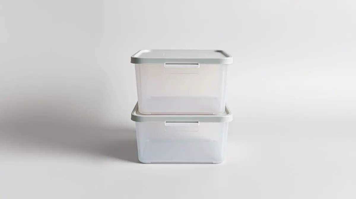 Pilha de três caixas organizadoras de plástico translúcido, representando os melhores modelos para organizar a casa ou o escritório.