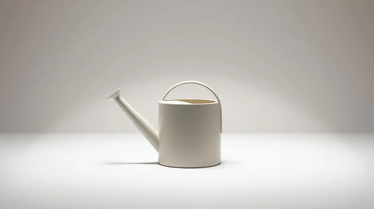 Regador de plantas moderno com design minimalista, em composição centralizada sobre fundo neutro, representando a seleção dos melhores regadores para comprar.