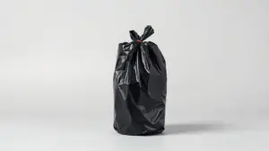 Rolo de sacos de lixo pretos reforçados sobre um fundo neutro, representando os melhores modelos do mercado para uso doméstico.