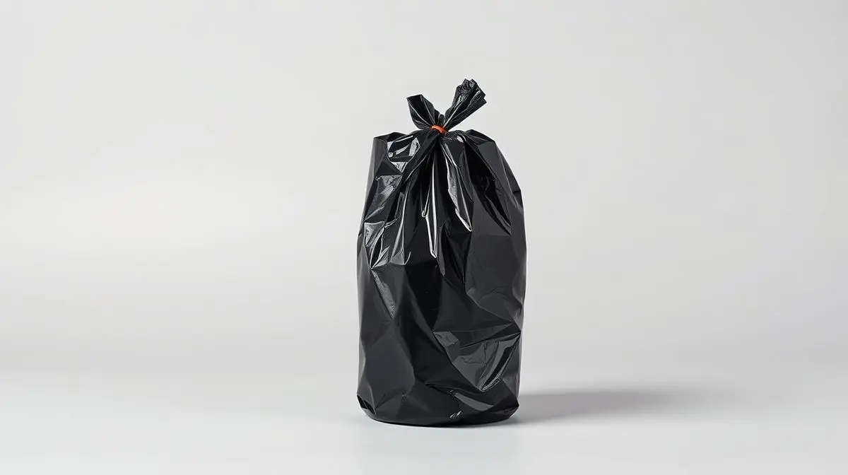 Rolo de sacos de lixo pretos reforçados sobre um fundo neutro, representando os melhores modelos do mercado para uso doméstico.