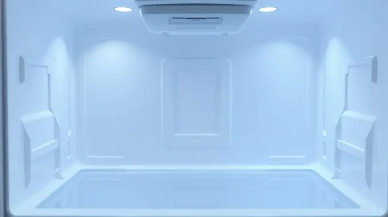 Interior de um freezer moderno e limpo, sem nenhum gelo ou geada, destacando a tecnologia frost free.