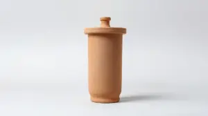 Fotografia profissional de um filtro de barro clássico, representando os melhores modelos do mercado para água pura e saudável.