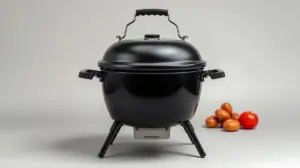 Fotografia profissional de uma churrasqueira a carvão de alta qualidade, representando os melhores modelos para um churrasco perfeito.