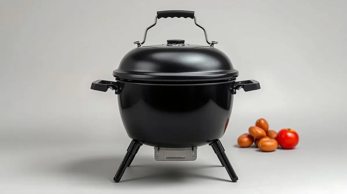 Fotografia profissional de uma churrasqueira a carvão de alta qualidade, representando os melhores modelos para um churrasco perfeito.