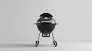Fotografia profissional de uma moderna churrasqueira a carvão, simbolizando os melhores modelos para um churrasco perfeito.