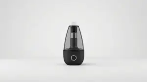 Fotografia profissional de um inalador nebulizador portátil e moderno, representando os melhores modelos para alívio respiratório.