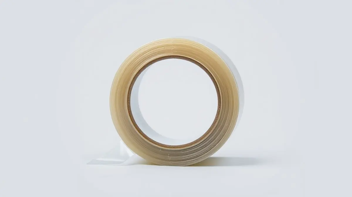 Fotografia profissional de um rolo de fita dupla face transparente, representando as melhores fitas dupla face para fixação disponíveis no mercado.