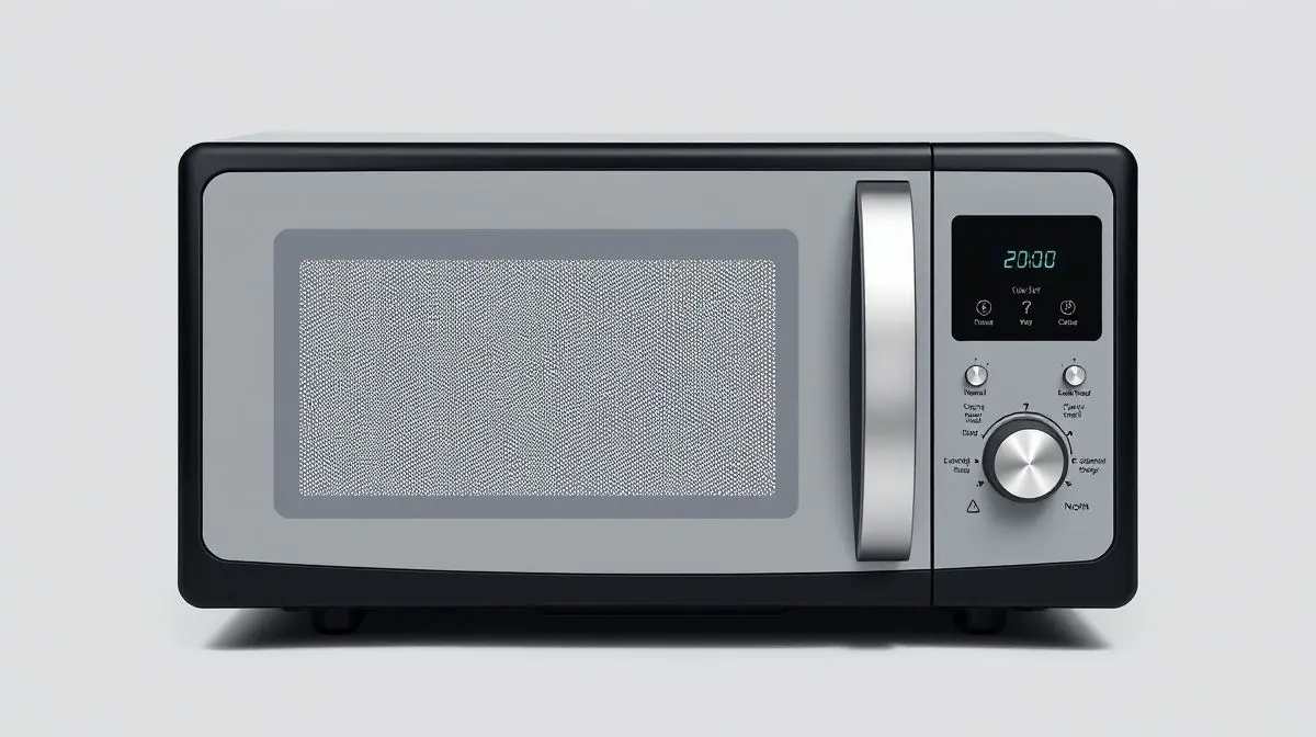 Fotografia profissional de um micro-ondas de 20 litros, moderno e elegante, destacando os melhores modelos para cozinhas compactas.