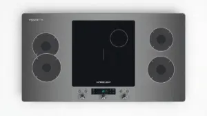 Fotografia profissional de um cooktop 4 bocas moderno de vidro, simbolizando os melhores modelos para equipar sua cozinha.