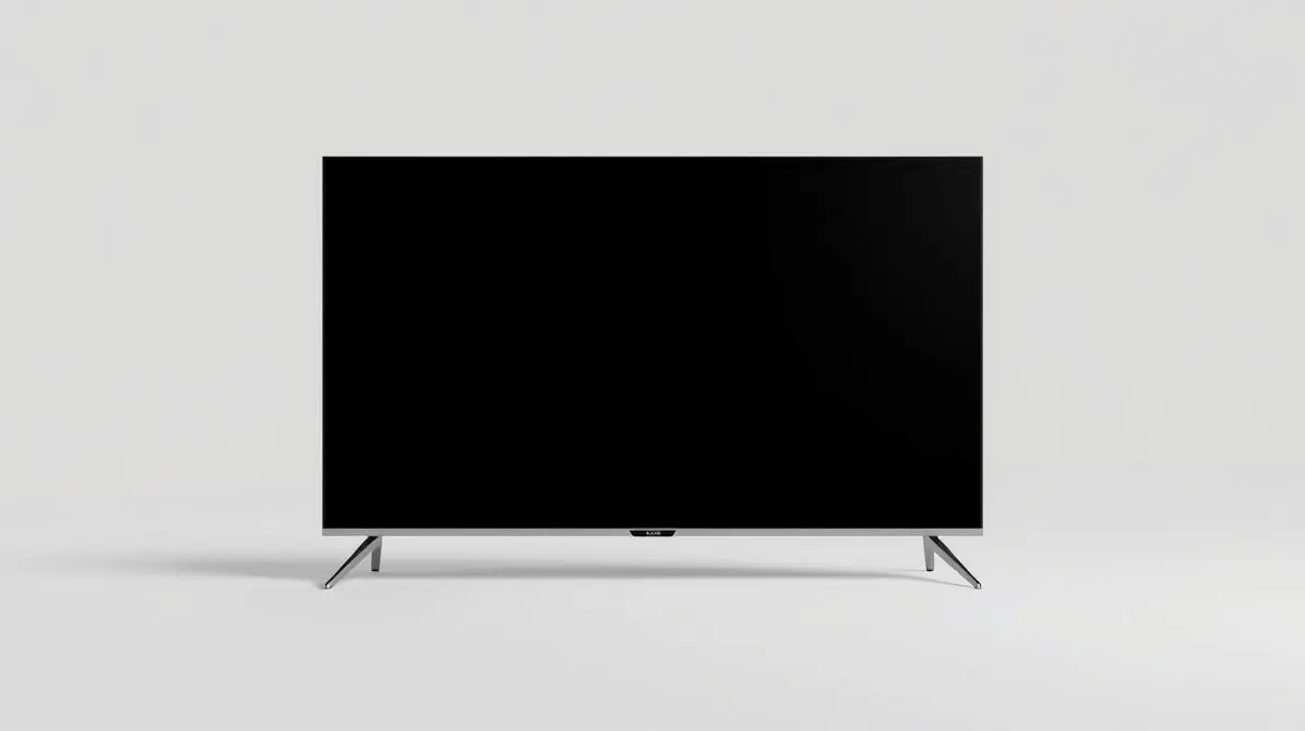 Fotografia profissional de uma TV 4K moderna e sem marca, com tela preta, representando os melhores televisores do mercado.