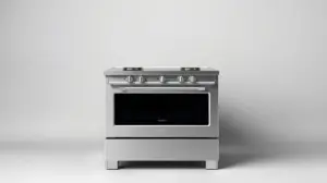 Fotografia profissional de um moderno fogão 5 bocas, representando os melhores modelos disponíveis para equipar a sua cozinha.