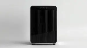 Fotografia profissional de um desumidificador de ar moderno, representando os melhores modelos para um ambiente mais saudável e livre de mofo.