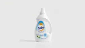Fotografia profissional de um frasco de amaciante de roupas, representando os melhores produtos para comprar e garantir maciez e perfume.