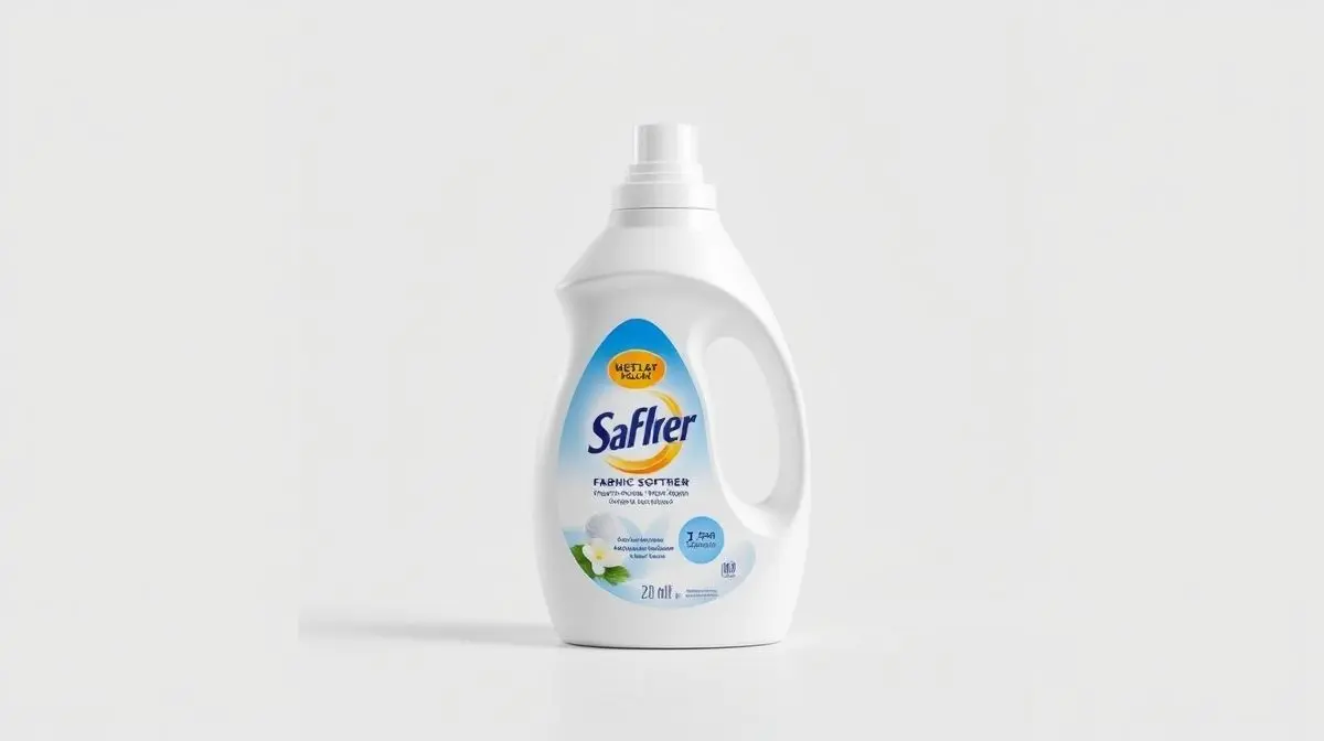 Fotografia profissional de um frasco de amaciante de roupas, representando os melhores produtos para comprar e garantir maciez e perfume.