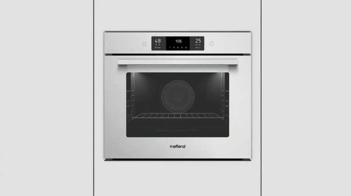 Fotografia profissional de um forno elétrico de embutir moderno e sem marca, simbolizando os melhores modelos para cozinhas planejadas.