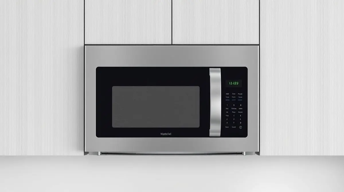 Fotografia profissional de um micro-ondas de embutir moderno, representando os melhores modelos para cozinhas planejadas.
