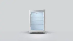 Fotografia profissional de um frigobar moderno e elegante, representando os melhores modelos de frigobares disponíveis no mercado.