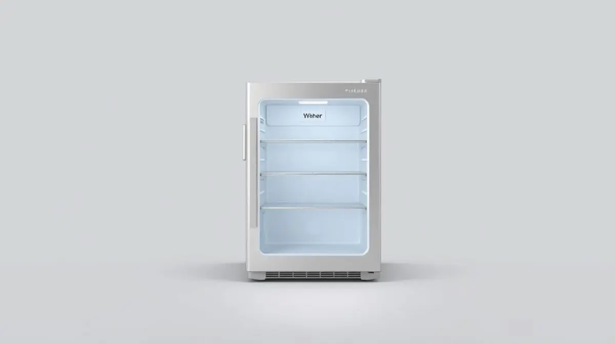 Fotografia profissional de um frigobar moderno e elegante, representando os melhores modelos de frigobares disponíveis no mercado.