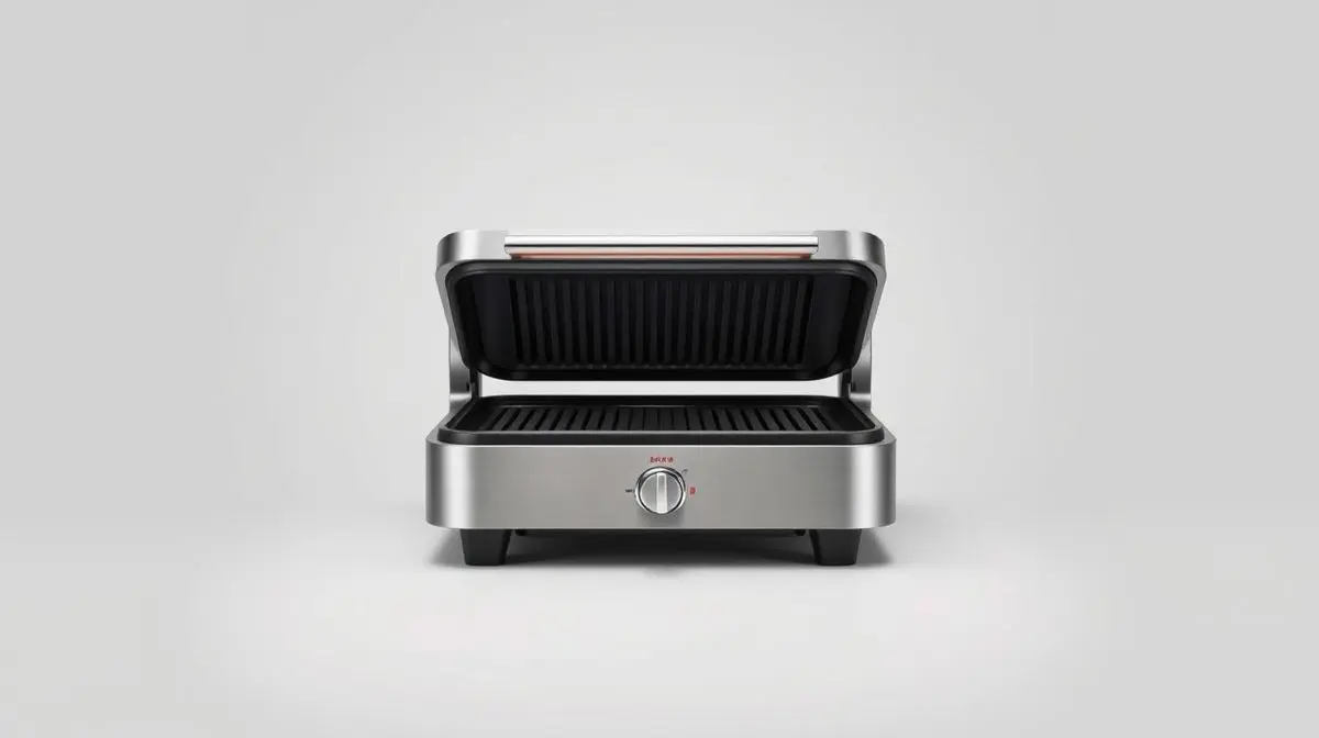 Fotografia profissional de um grill elétrico moderno e versátil, representando os melhores modelos do mercado.