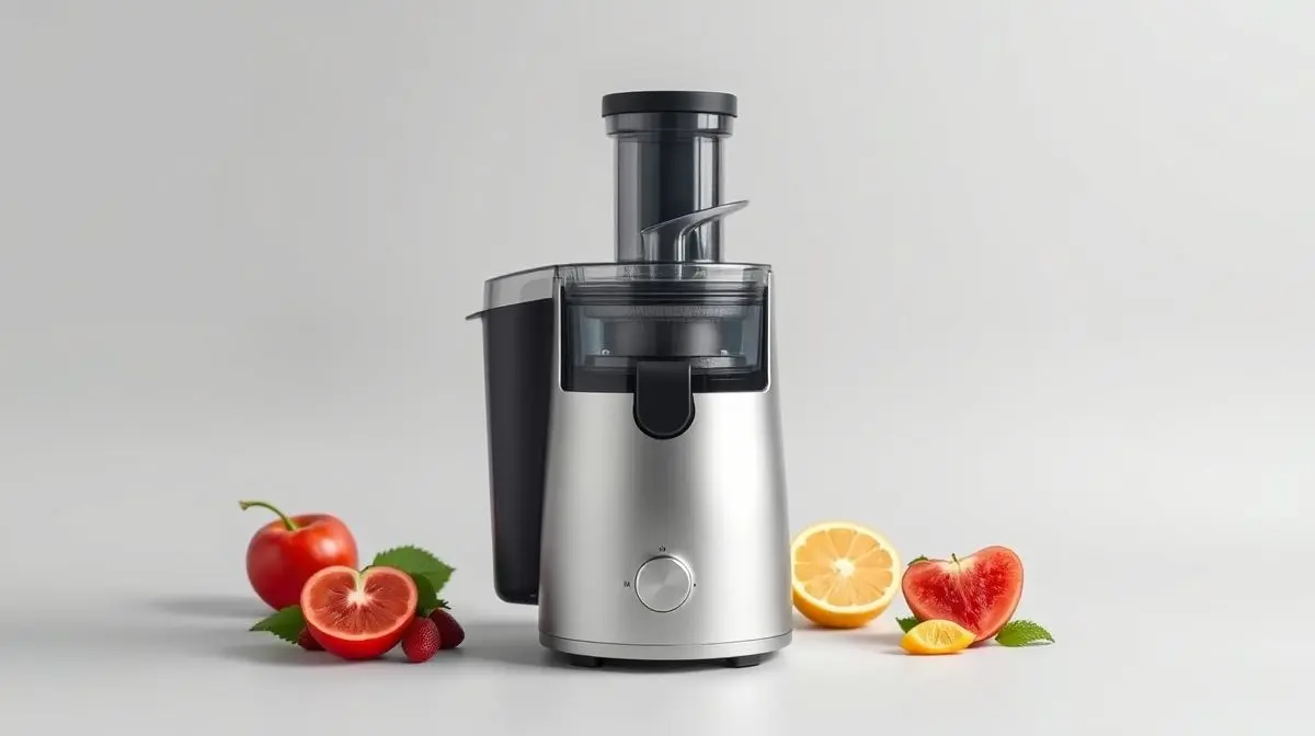 Fotografia profissional de um espremedor de frutas elétrico e moderno, simbolizando os melhores modelos disponíveis no mercado para comprar.