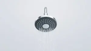 Fotografia profissional de um chuveiro elétrico moderno e elegante, representando os melhores modelos disponíveis no mercado.
