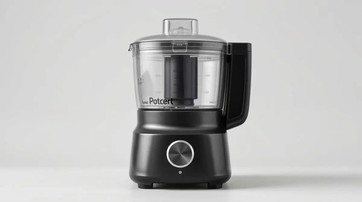 Fotografia profissional de um processador de alimentos moderno, representando os melhores e mais eficientes modelos do mercado.