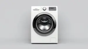 Fotografia profissional de uma máquina de lavar roupa moderna, representando os melhores modelos e marcas disponíveis no mercado.