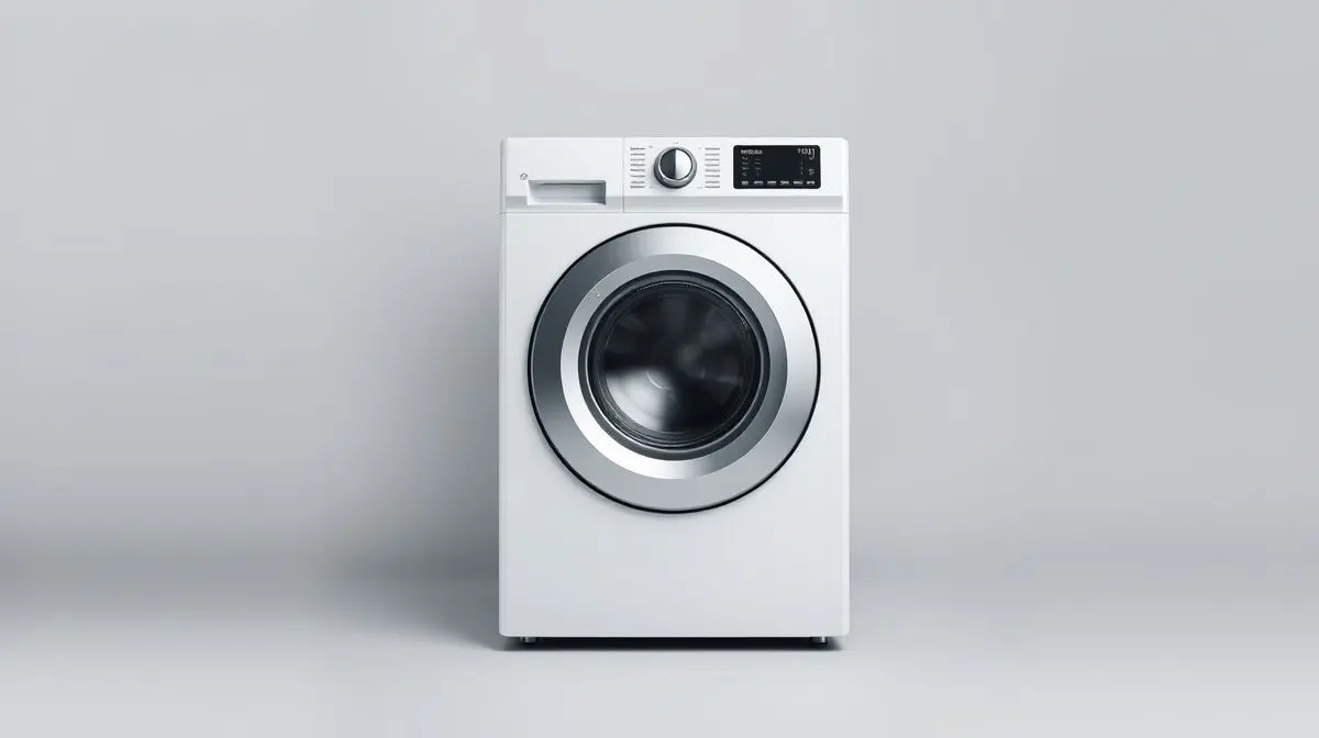 Fotografia profissional de uma máquina de lavar frontal moderna, representando os melhores modelos para comprar.