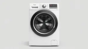 Fotografia profissional de uma máquina de lavar moderna, representando as melhores máquinas de lavar Electrolux disponíveis no mercado.