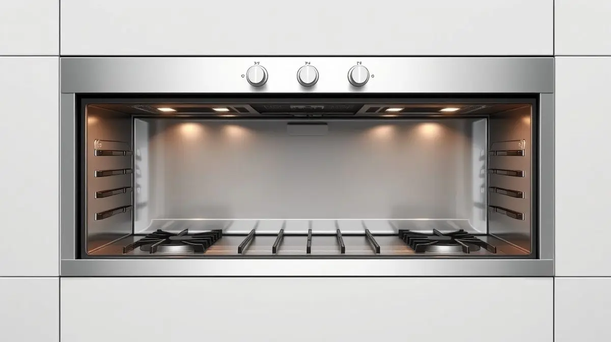 Fotografia profissional de um moderno forno de embutir a gás, representando os melhores modelos disponíveis no mercado para sua cozinha.