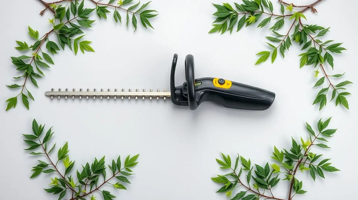 Fotografia profissional de um aparador de cerca viva moderno, representando os melhores modelos para jardinagem.