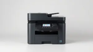 Fotografia profissional de uma impressora multifuncional moderna, representando as melhores impressoras para escritório disponíveis no mercado.