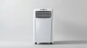 Fotografia profissional de um ar-condicionado portátil moderno, representando os melhores modelos do mercado para comprar.