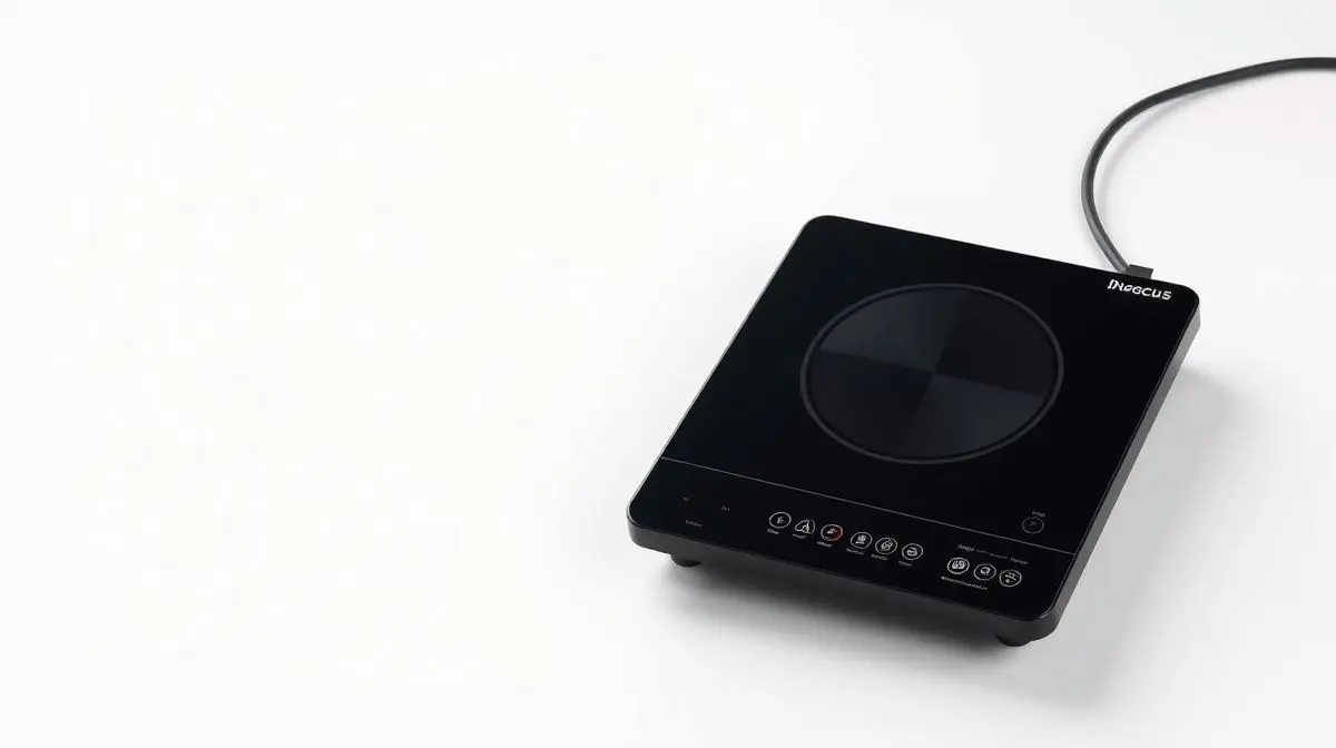 Fotografia profissional de um cooktop de indução de 1 boca, moderno e portátil, representando os melhores modelos do mercado.