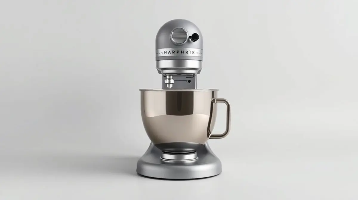 Fotografia profissional de uma batedeira planetária moderna e elegante, representando os melhores modelos para comprar.