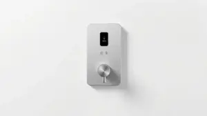Fotografia profissional de uma torneira elétrica moderna de parede, representando as melhores opções de aquecimento de água para cozinhas e banheiros.