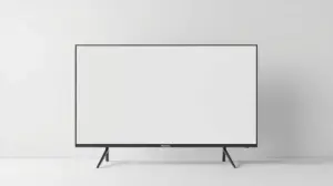 Fotografia de uma TV de 65 polegadas moderna e sem marca, representando as melhores opções de televisores do mercado.