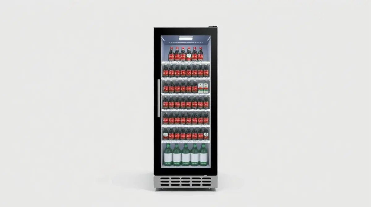 Fotografia profissional de uma cervejeira moderna com porta de vidro, representando as melhores opções de compra do mercado.