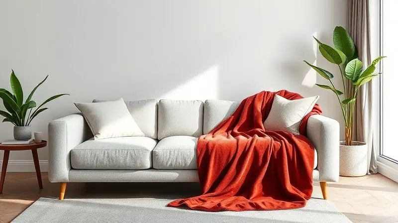 Cobertor de microfibra colorido usado como peça de decoração em uma sala, demonstrando como cor e estilo influenciam o design do ambiente.
